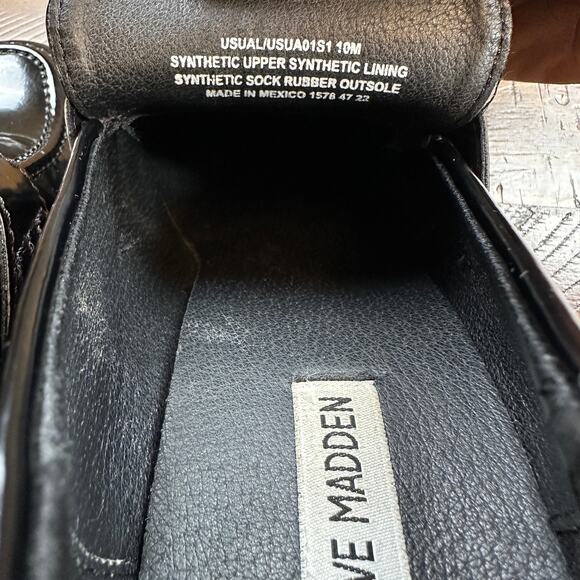 Steve Madden Womens Universe  Black Loafers Offord Chunky Pump 3' Heel Size 10 - Picture 12 of 16